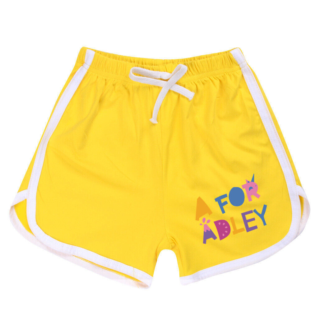 A for Adley Kids Girls Boys T-shirt + Short School T shirts Sports Top 100-170cm - Picture 36 of 48