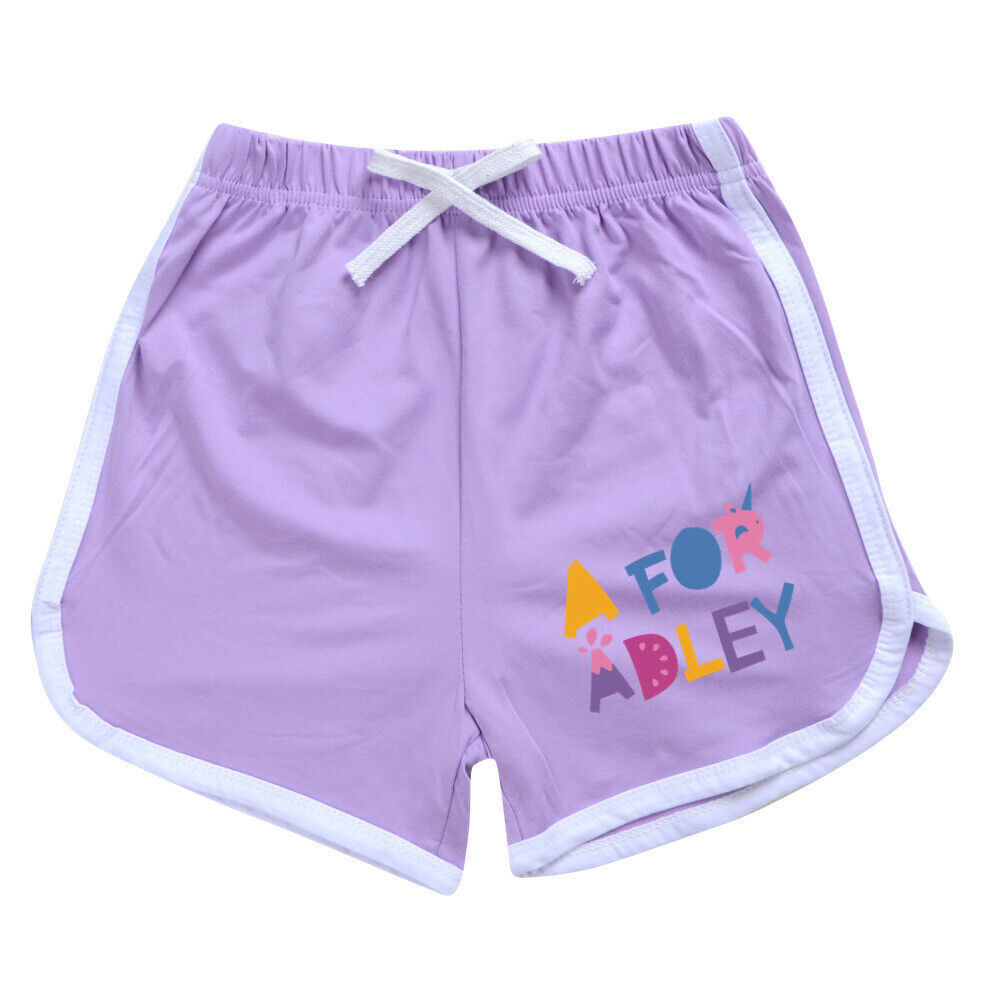 A for Adley Kids Girls Boys T-shirt + Short School T shirts Sports Top 100-170cm - Picture 38 of 48