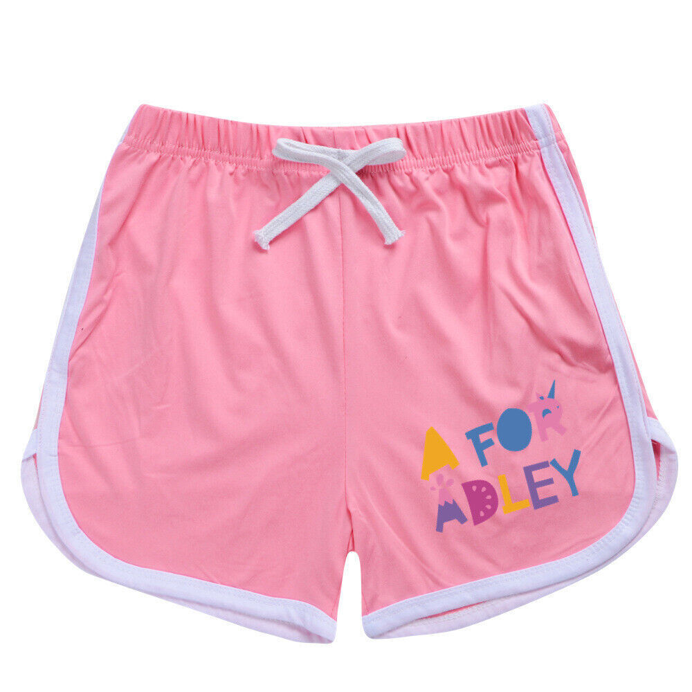 A for Adley Kids Girls Boys T-shirt + Short School T shirts Sports Top 100-170cm - Picture 45 of 48