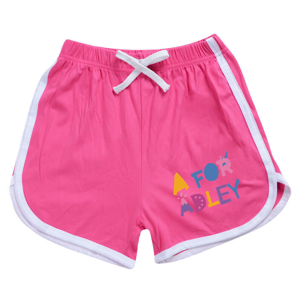 A for Adley Kids Girls Boys T-shirt + Short School T shirts Sports Top 100-170cm - Picture 48 of 48
