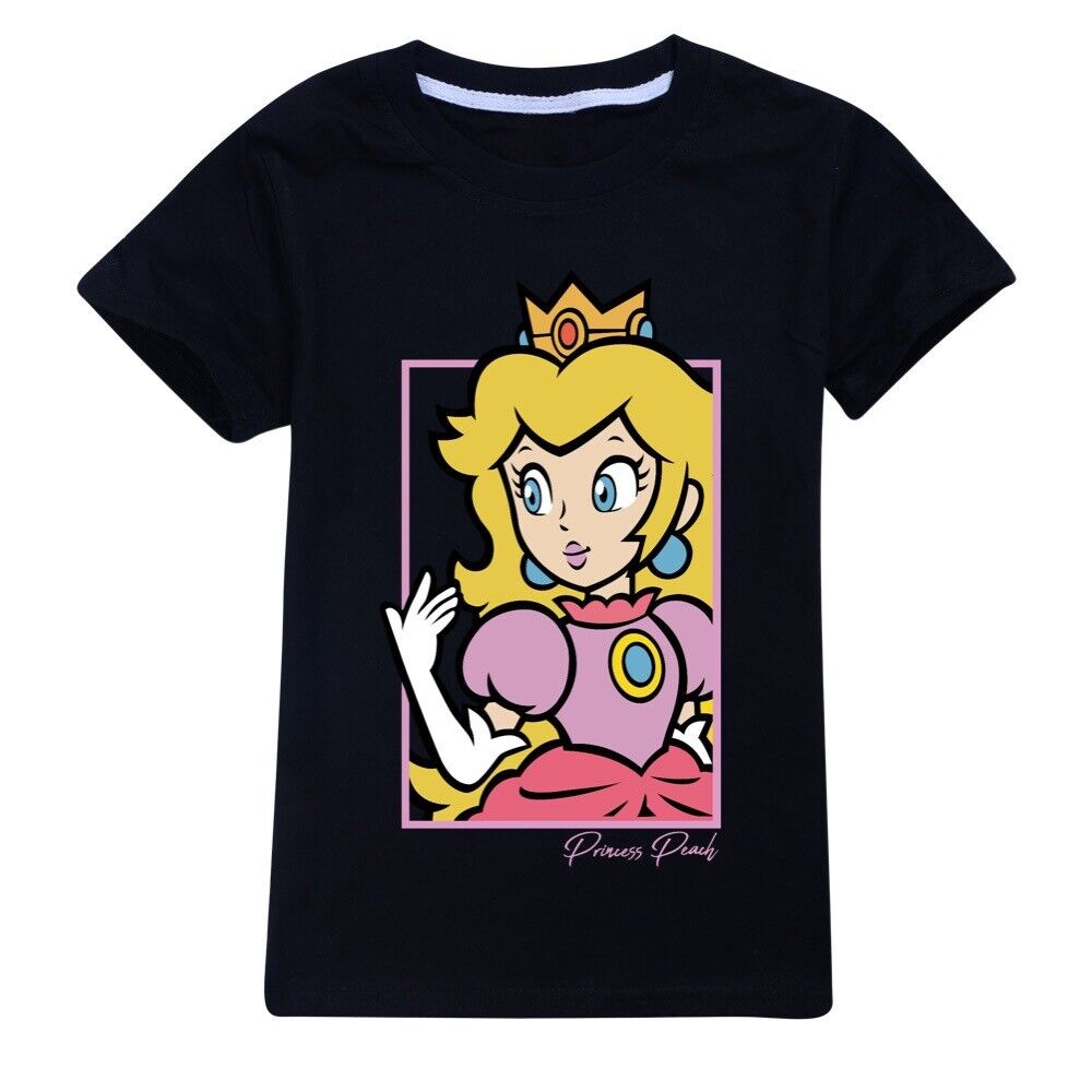 Grils Super Mario Princess Peach T-Shirts Casual Short Sleeve T-Shirt Tops Gifts - Picture 26 of 32