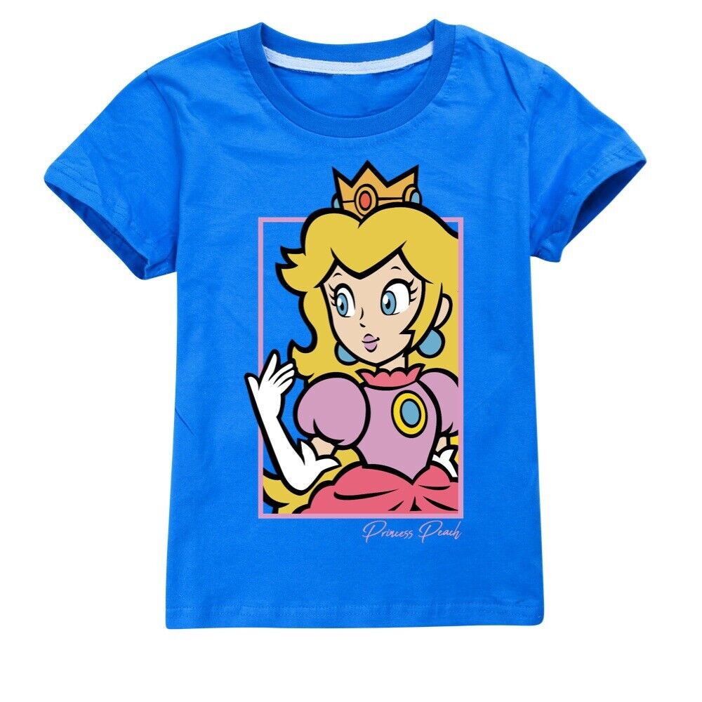 Grils Super Mario Princess Peach T-Shirts Casual Short Sleeve T-Shirt Tops Gifts - Picture 28 of 32