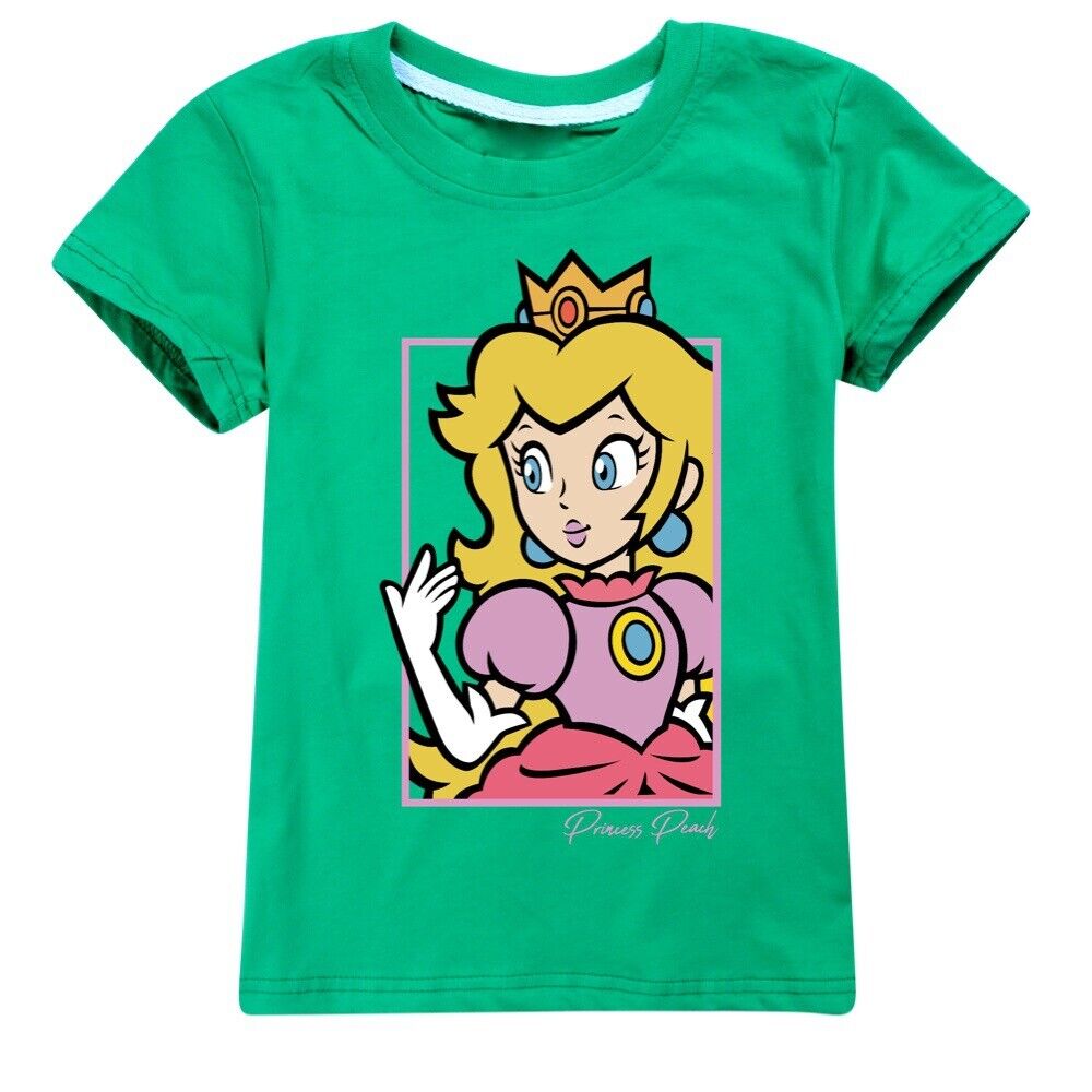 Grils Super Mario Princess Peach T-Shirts Casual Short Sleeve T-Shirt Tops Gifts - Picture 27 of 32