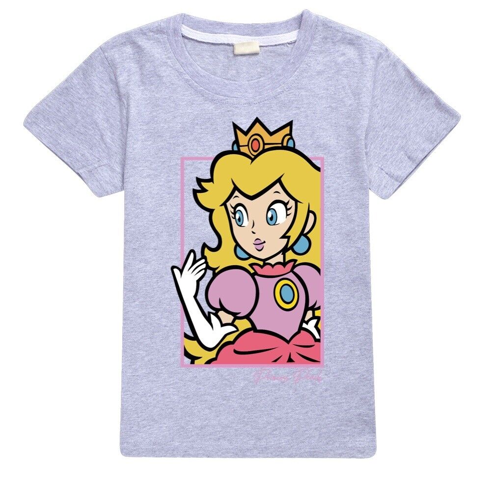 Grils Super Mario Princess Peach T-Shirts Casual Short Sleeve T-Shirt Tops Gifts - Picture 20 of 32