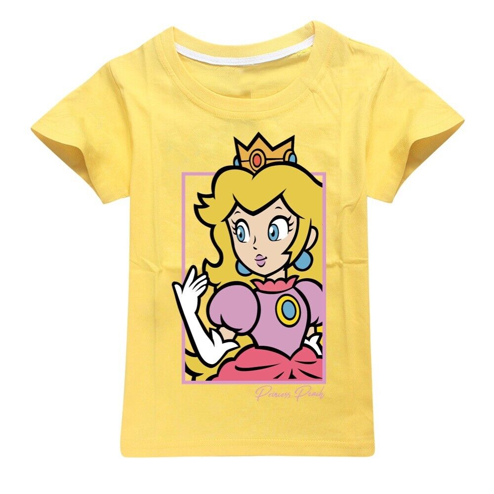 Grils Super Mario Princess Peach T-Shirts Casual Short Sleeve T-Shirt Tops Gifts - Picture 19 of 32