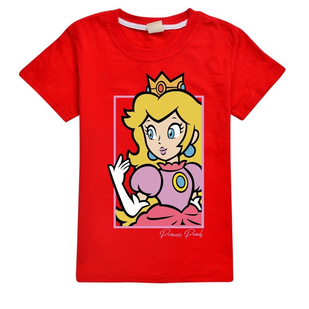 Grils Super Mario Princess Peach T-Shirts Casual Short Sleeve T-Shirt Tops Gifts - Picture 23 of 32