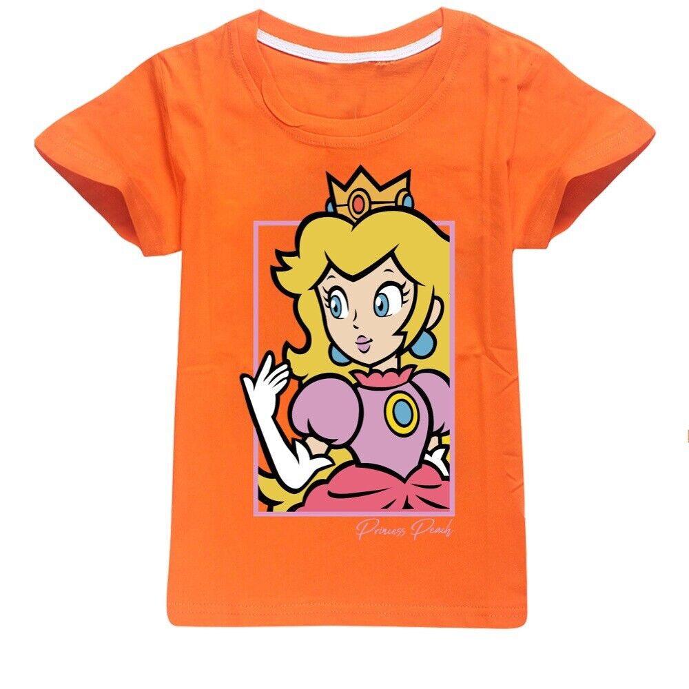 Grils Super Mario Princess Peach T-Shirts Casual Short Sleeve T-Shirt Tops Gifts - Picture 22 of 32