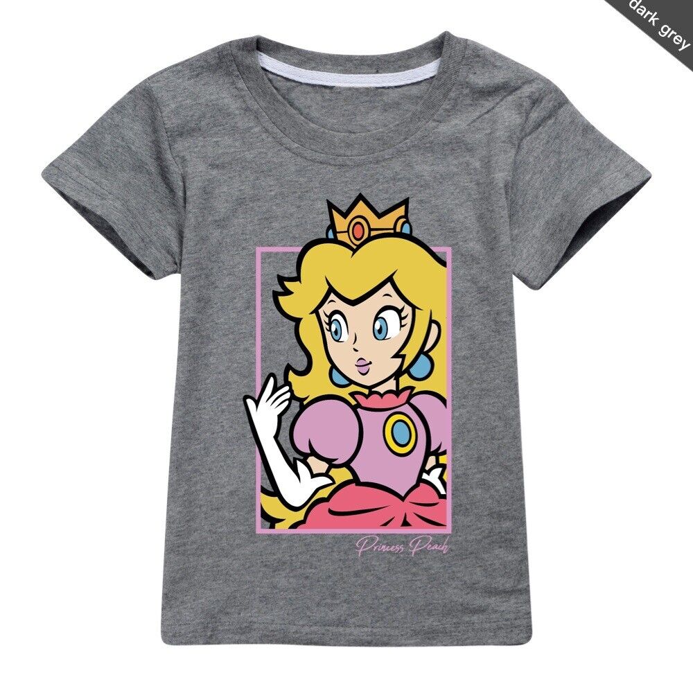 Grils Super Mario Princess Peach T-Shirts Casual Short Sleeve T-Shirt Tops Gifts - Picture 29 of 32
