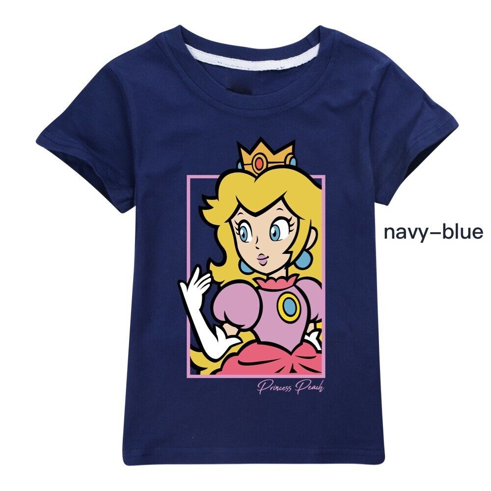 Grils Super Mario Princess Peach T-Shirts Casual Short Sleeve T-Shirt Tops Gifts - Picture 30 of 32