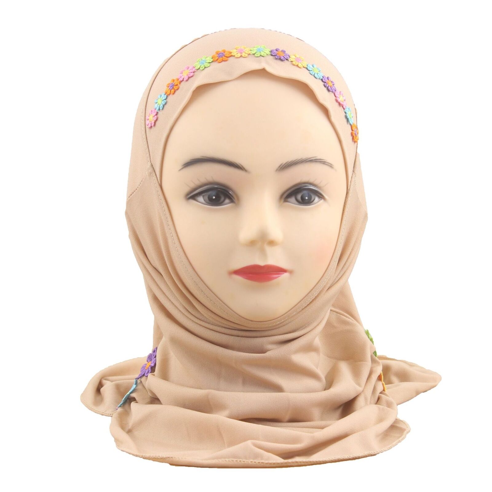 Muslim Kids Girl Flower Hijab Amira Turban Headscarf Shawl Wrap Instant Hat 2-6Y - Picture 26 of 47