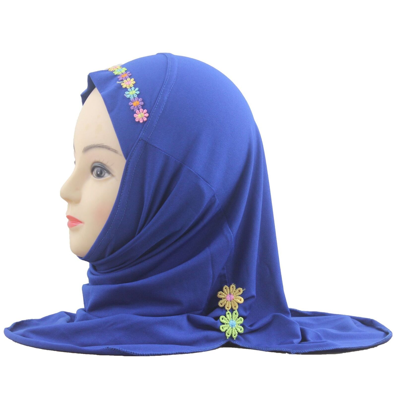 Muslim Kids Girl Flower Hijab Amira Turban Headscarf Shawl Wrap Instant Hat 2-6Y - Picture 29 of 47