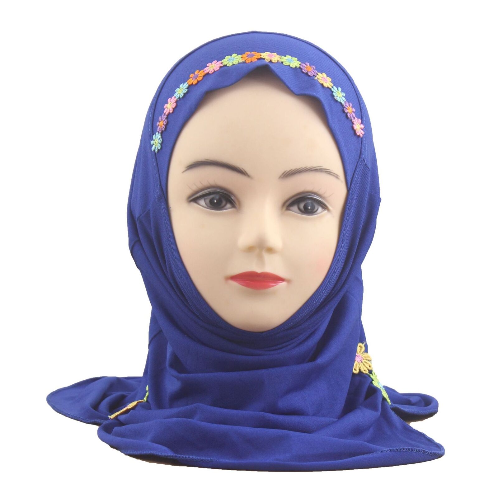 Muslim Kids Girl Flower Hijab Amira Turban Headscarf Shawl Wrap Instant Hat 2-6Y - Picture 30 of 47