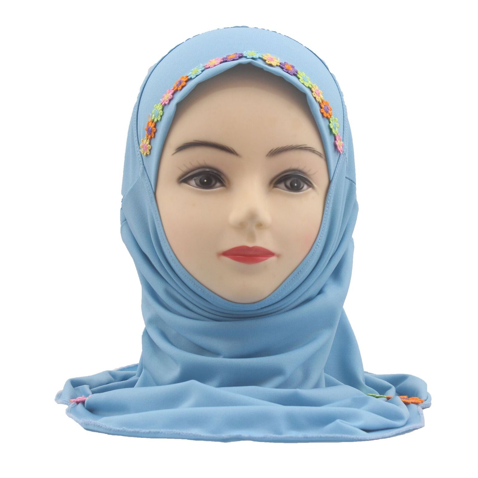 Muslim Kids Girl Flower Hijab Amira Turban Headscarf Shawl Wrap Instant Hat 2-6Y - Picture 31 of 47