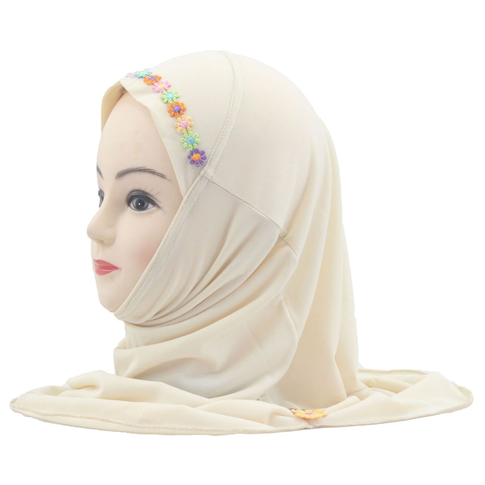 Muslim Kids Girl Flower Hijab Amira Turban Headscarf Shawl Wrap Instant Hat 2-6Y - Picture 33 of 47
