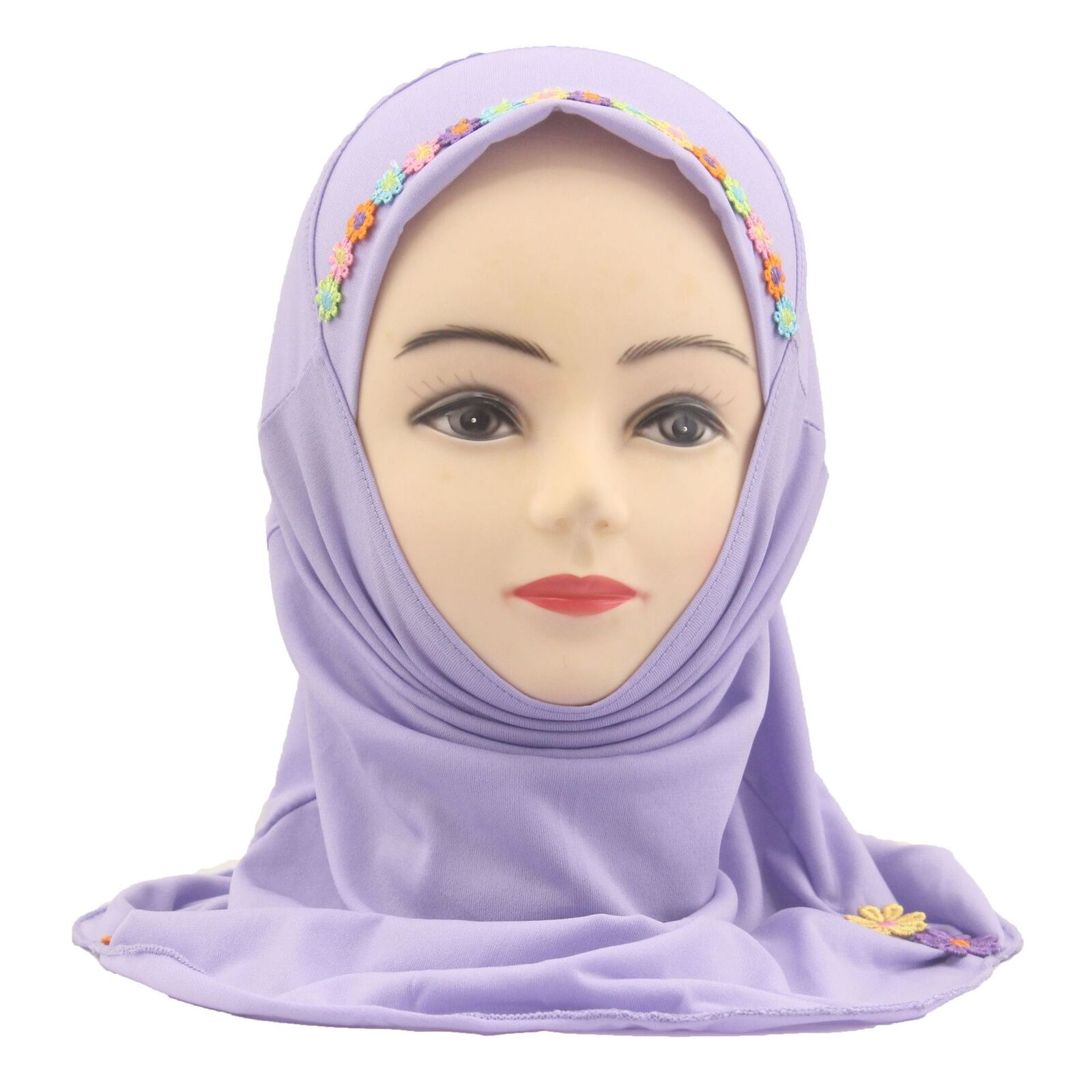 Muslim Kids Girl Flower Hijab Amira Turban Headscarf Shawl Wrap Instant Hat 2-6Y - Picture 35 of 47
