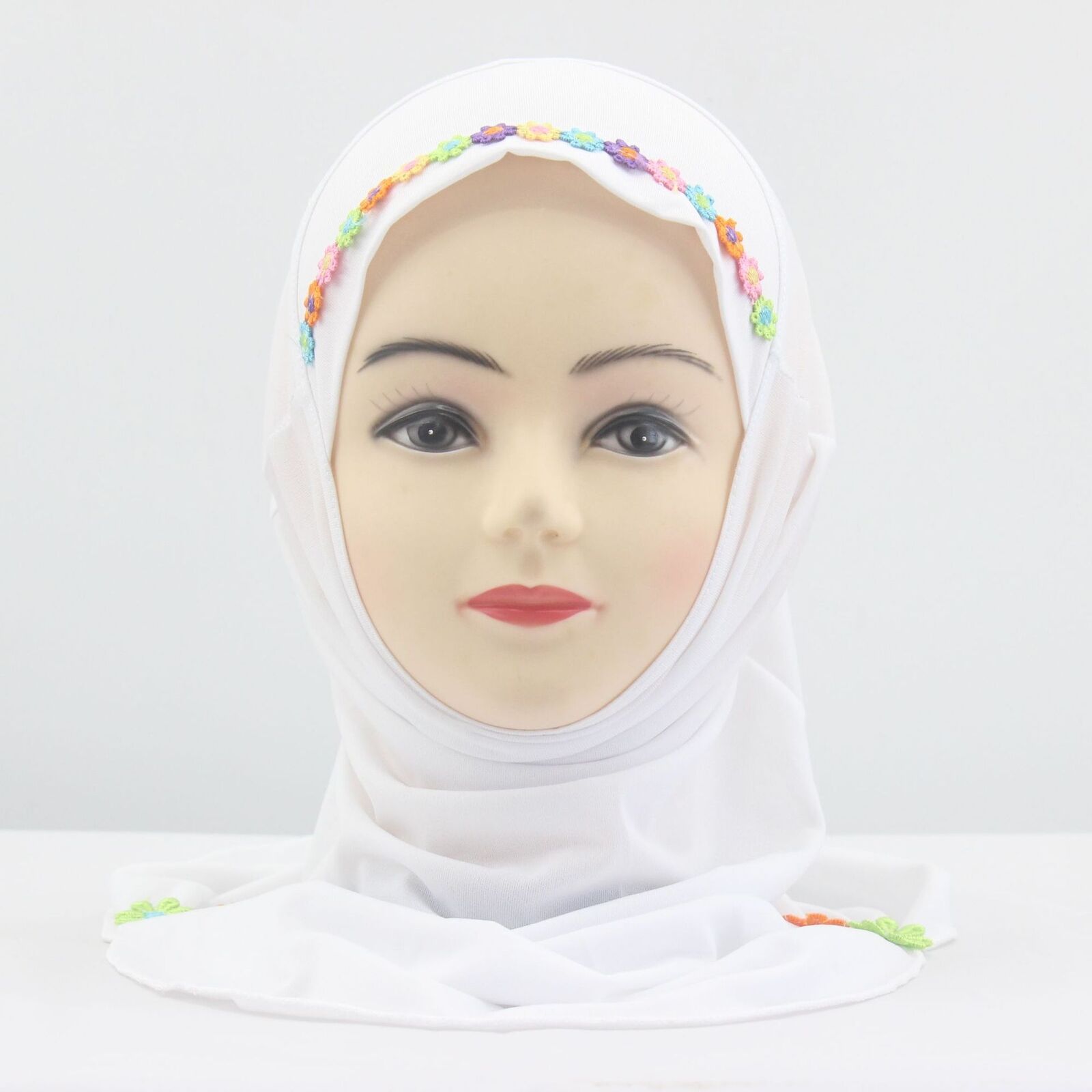Muslim Kids Girl Flower Hijab Amira Turban Headscarf Shawl Wrap Instant Hat 2-6Y - Picture 38 of 47