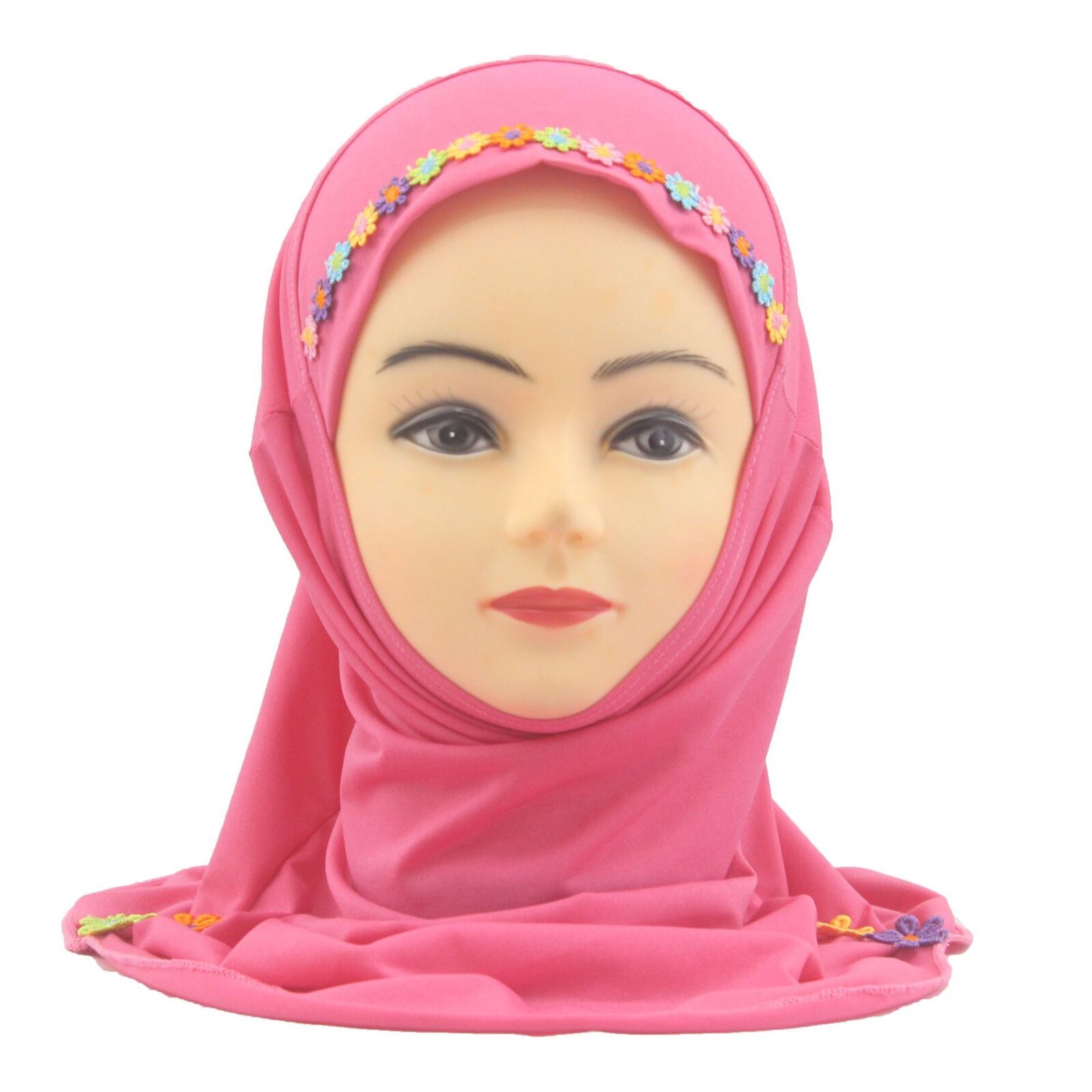 Muslim Kids Girl Flower Hijab Amira Turban Headscarf Shawl Wrap Instant Hat 2-6Y - Picture 43 of 47