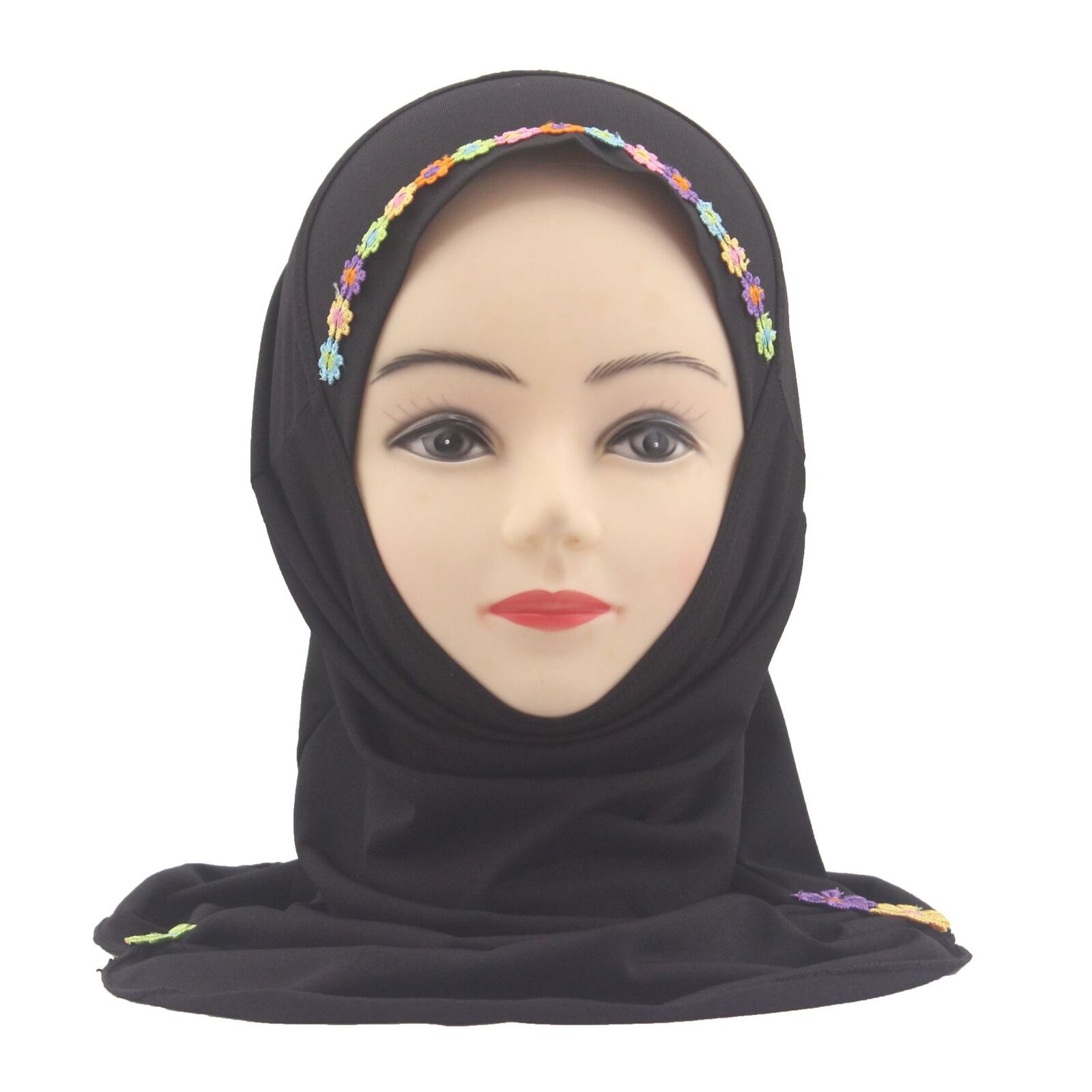 Muslim Kids Girl Flower Hijab Amira Turban Headscarf Shawl Wrap Instant Hat 2-6Y - Picture 47 of 47