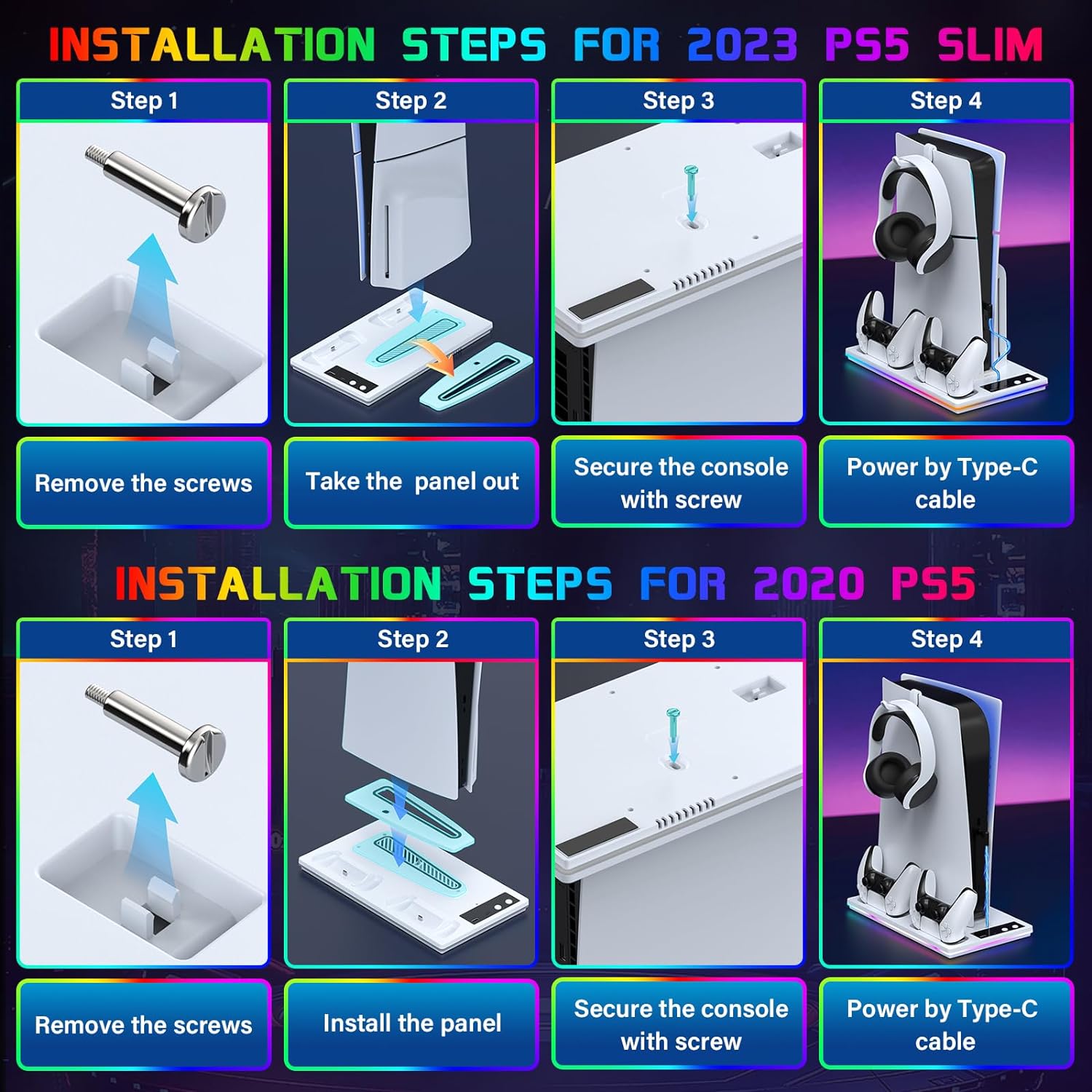 Cooling Station Stand for PS5/PS5 Slim with Controller Charging Base, USB HUB - Picture 17 of 18