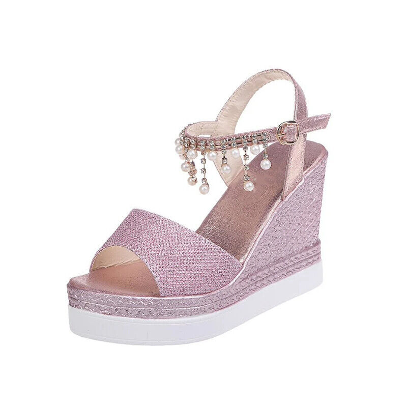 Womens Summer Wedges High Heels Platform Peep Toe Slingback Sandals Party Shoes - Picture 13 of 13