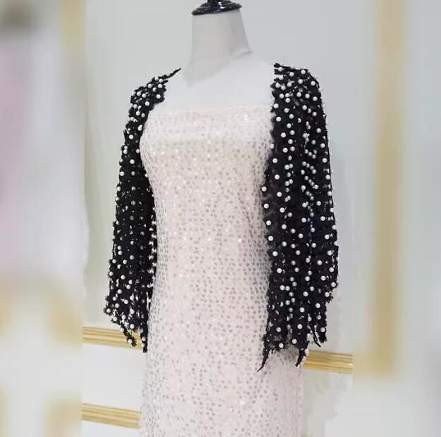 Women's Handmade Cape Pearl Beads Tops Hollow Out Lace Half Sleeve Loose Shirts - Picture 22 of 22