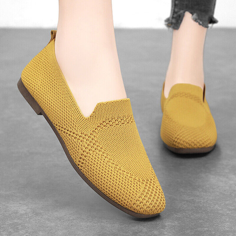 Damen Ballett flache Strickschuhe Damen wandern weich Slipper Netz rutschfest gestrickt - Bild 28 von 42