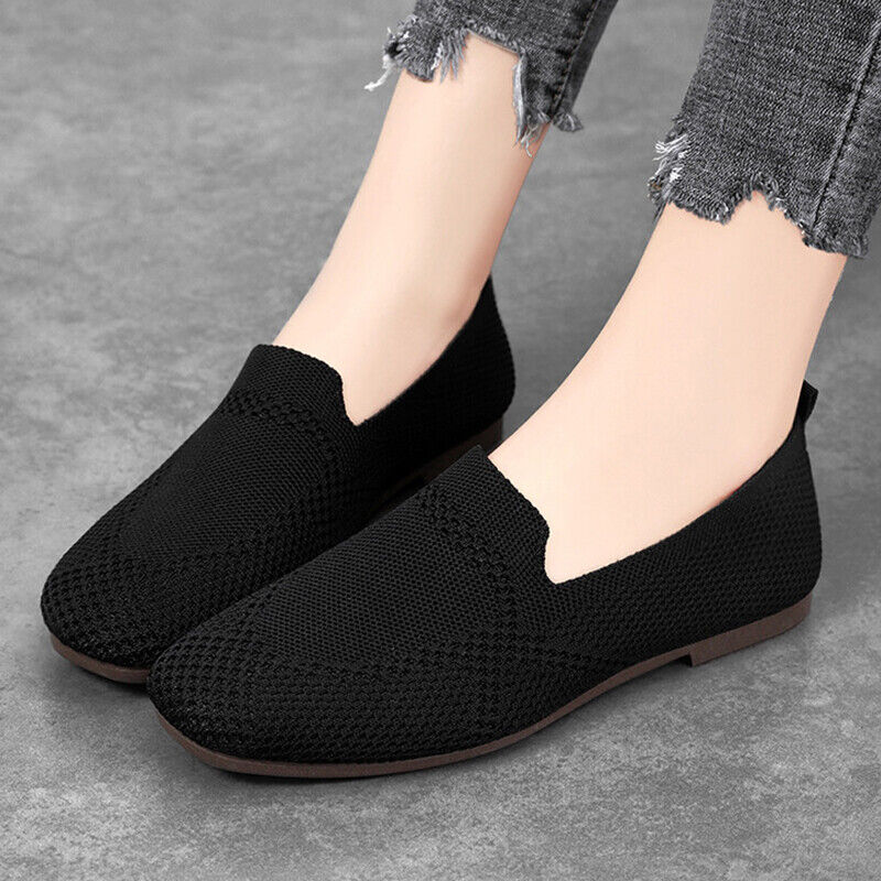 Damen Ballett flache Strickschuhe Damen wandern weich Slipper Netz rutschfest gestrickt - Bild 23 von 42