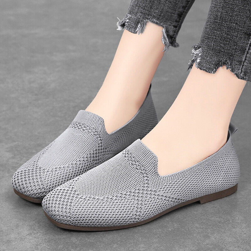 Damen Ballett flache Strickschuhe Damen wandern weich Slipper Netz rutschfest gestrickt - Bild 33 von 42