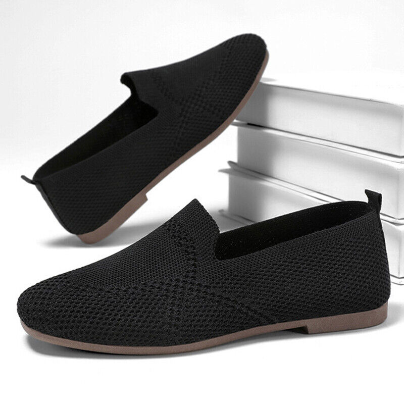 Damen Ballett flache Strickschuhe Damen wandern weich Slipper Netz rutschfest gestrickt - Bild 26 von 42