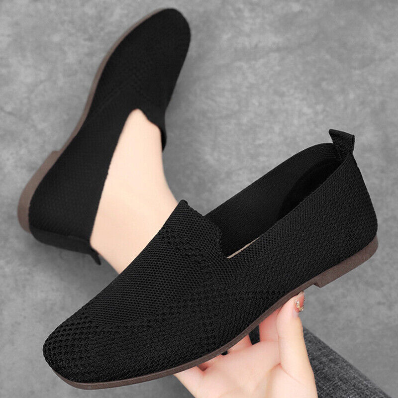 Damen Ballett flache Strickschuhe Damen wandern weich Slipper Netz rutschfest gestrickt - Bild 27 von 42