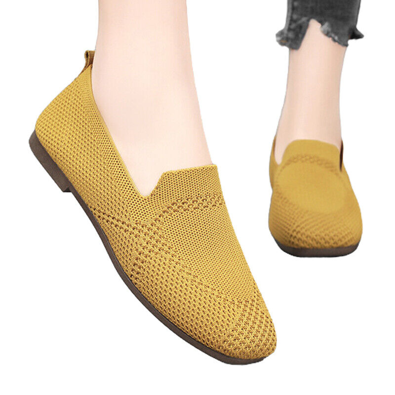 Damen Ballett flache Strickschuhe Damen wandern weich Slipper Netz rutschfest gestrickt - Bild 30 von 42