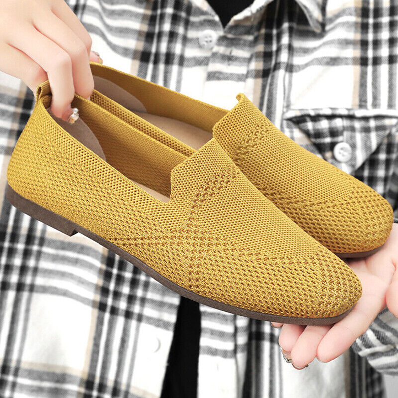Damen Ballett flache Strickschuhe Damen wandern weich Slipper Netz rutschfest gestrickt - Bild 31 von 42