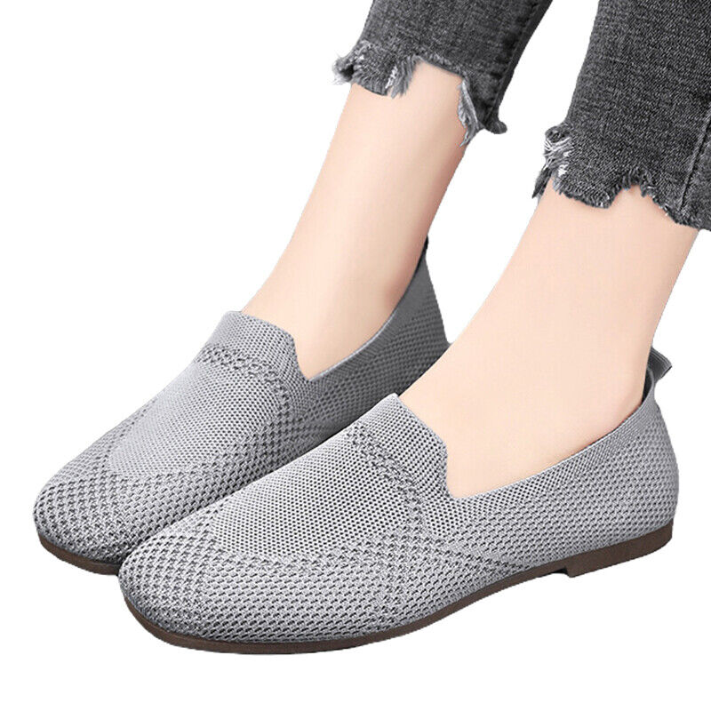 Damen Ballett flache Strickschuhe Damen wandern weich Slipper Netz rutschfest gestrickt - Bild 35 von 42