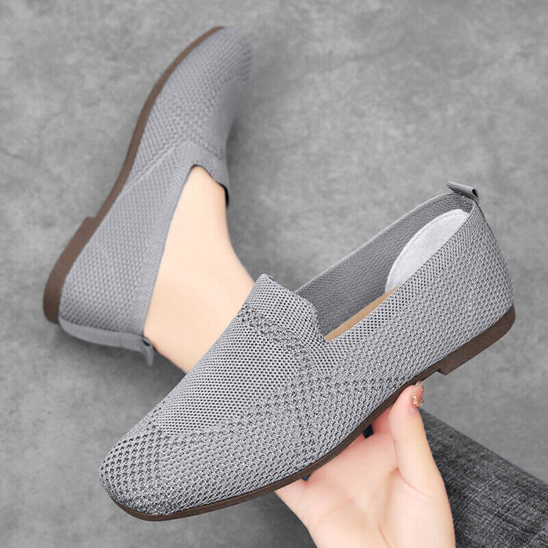 Damen Ballett flache Strickschuhe Damen wandern weich Slipper Netz rutschfest gestrickt - Bild 37 von 42