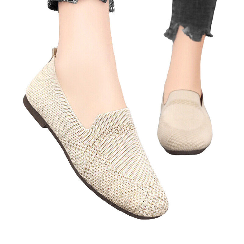 Damen Ballett flache Strickschuhe Damen wandern weich Slipper Netz rutschfest gestrickt - Bild 40 von 42