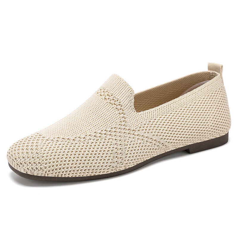 Damen Ballett flache Strickschuhe Damen wandern weich Slipper Netz rutschfest gestrickt - Bild 39 von 42