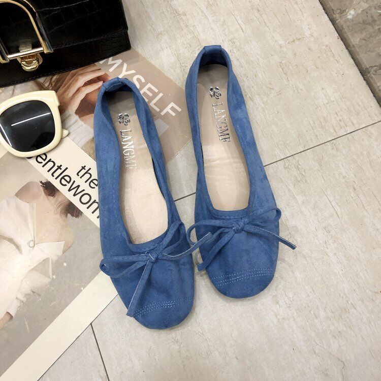 Women Flat Shoes Suede Shoes Bowtie Slip On Casual Loafers Shoes moccasin Shoes - Picture 27 of 31