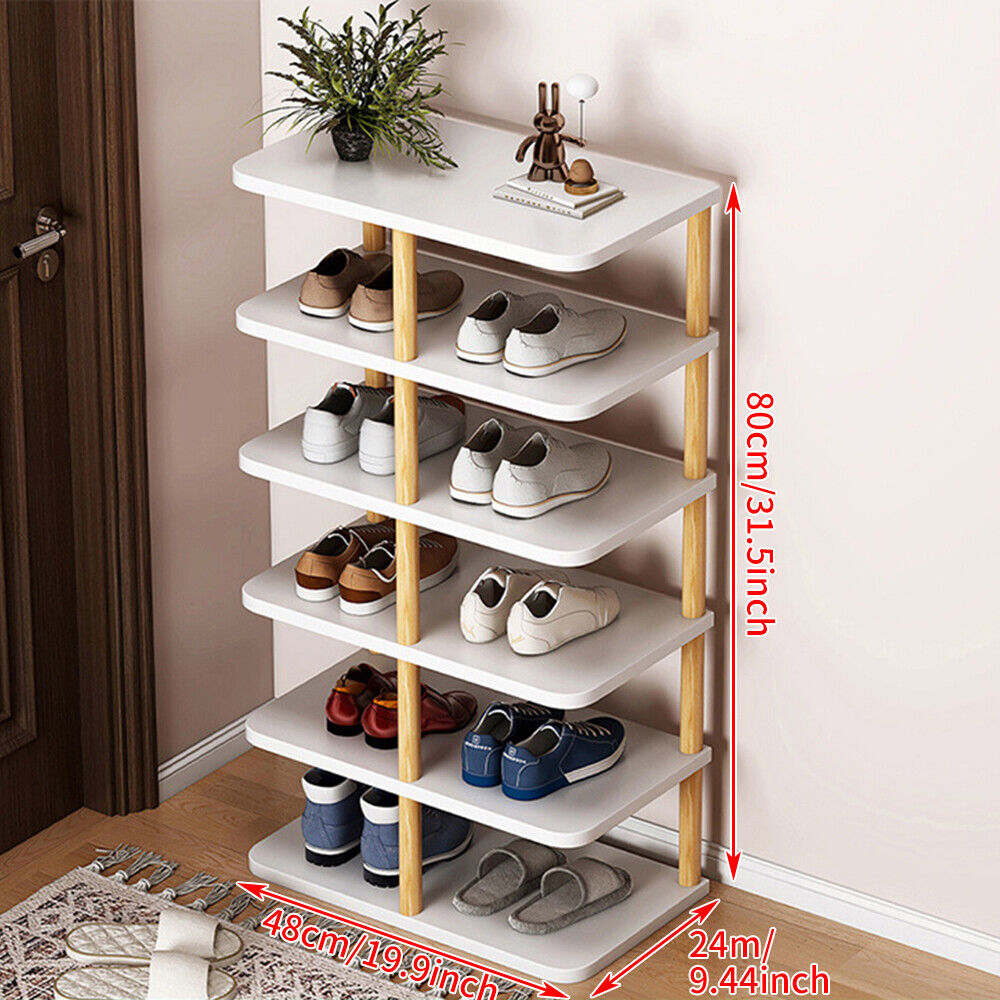 6/8 Tier Home Wooden Shoe Rack Vertical Tall Shoe Storage Organizer Holder Shelf - Picture 19 of 19