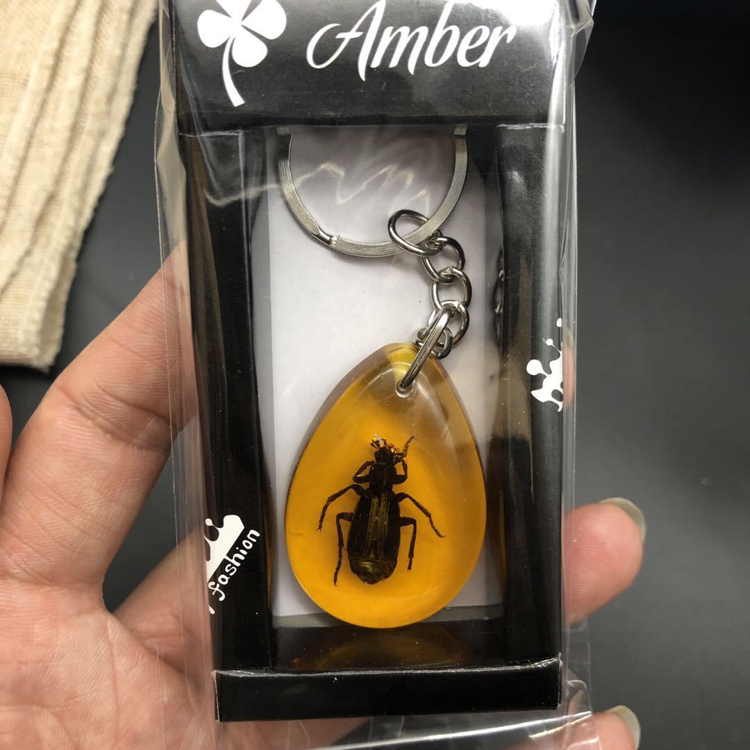 True insect specimen amber keychain car keychain backpack pendant small gift - Picture 32 of 33