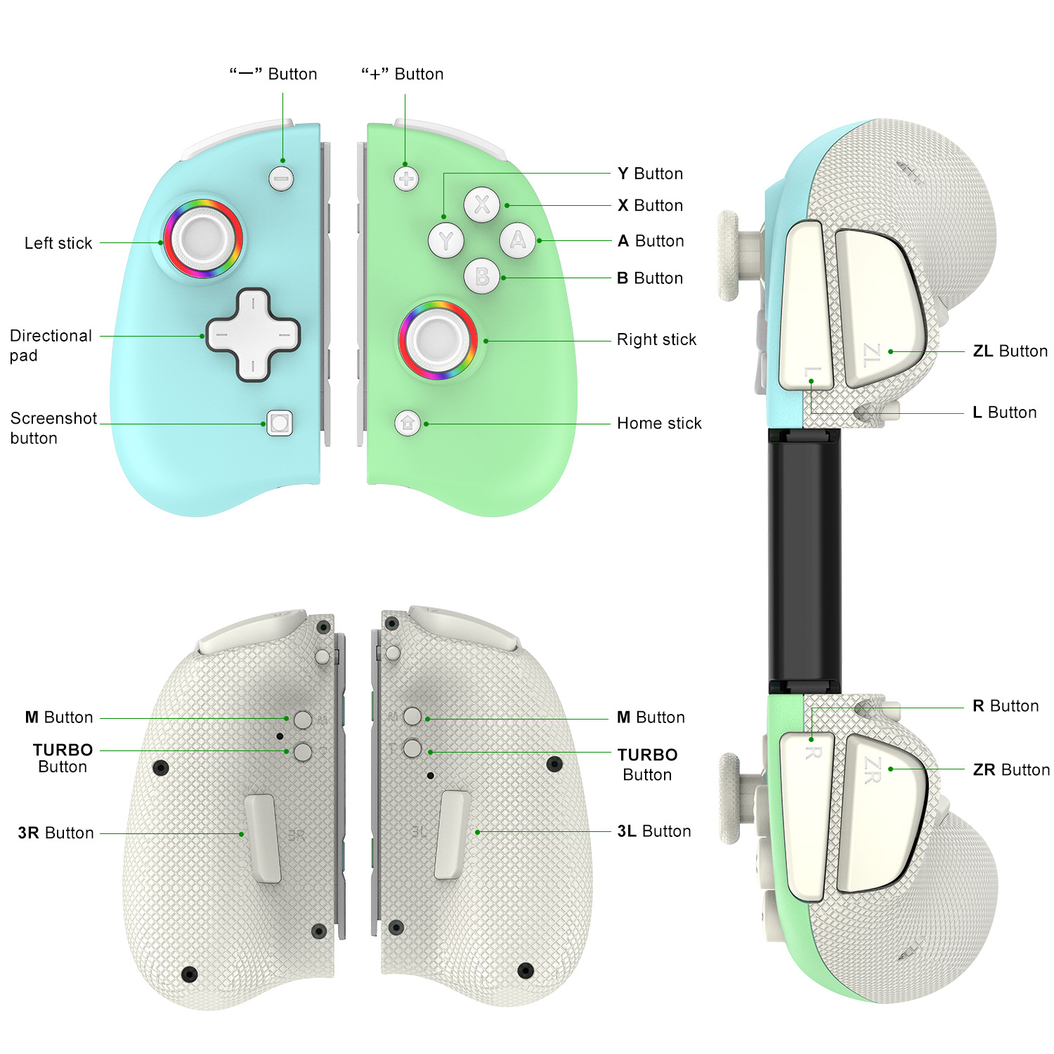 Game Controller for Switch/OLED with Adjustable TURBO/Vibration/Programmable/RGB - Picture 34 of 56