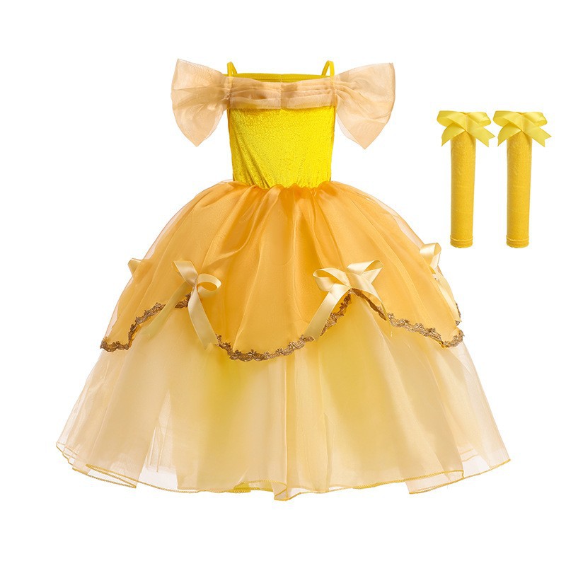 Girls Beauty and the Beast Princess Belle Fancy Dress Up Costume Party Clothing - Picture 30 of 61