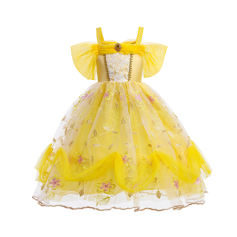 Girls Beauty and the Beast Princess Belle Fancy Dress Up Costume Party Clothing - Picture 25 of 61