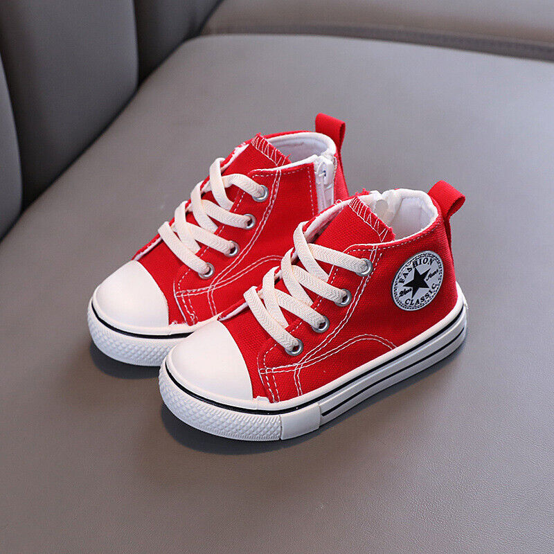 Kids Running Sport Trainers Toddler Boys Girls Canvas Shoes Gym Flat Sneakers