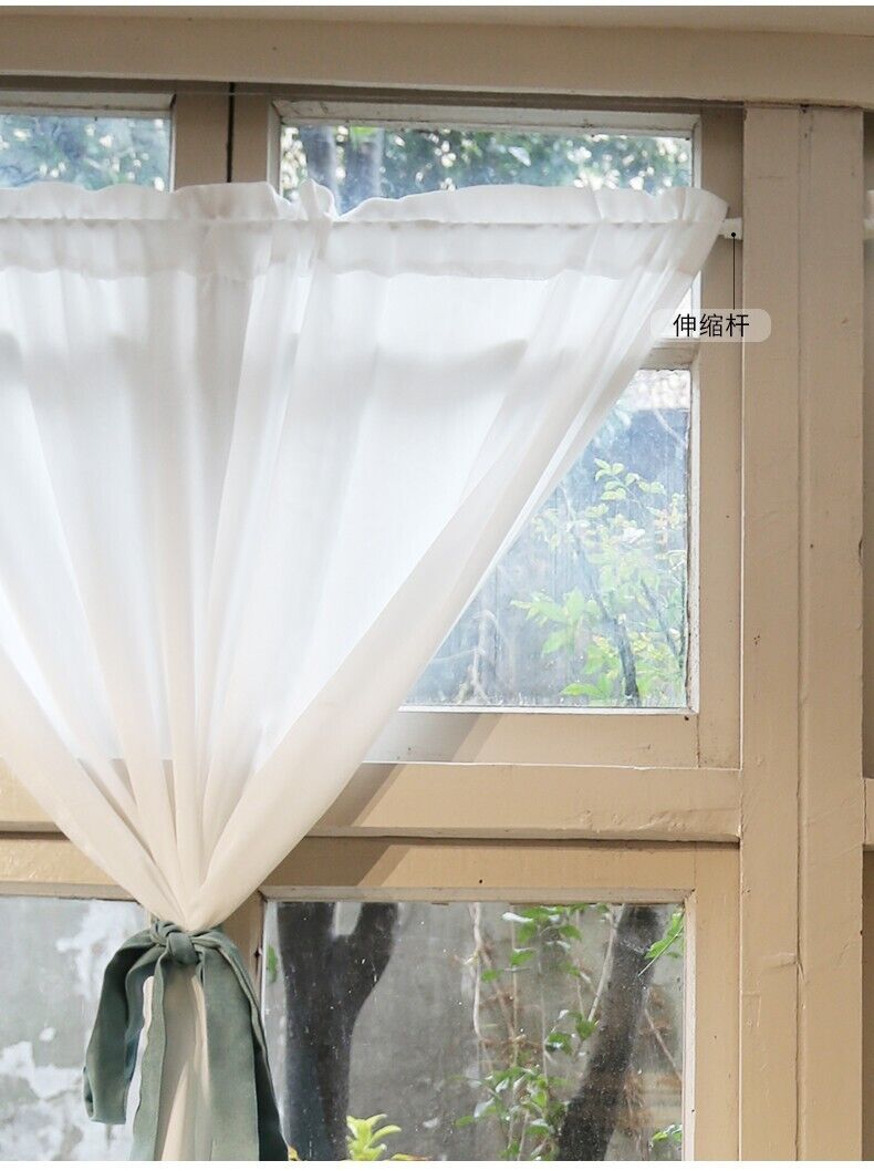 Small Window Tassel Short Half Curtain for Kitchen Cabinet Door Dust Drape Decor - Picture 11 of 11