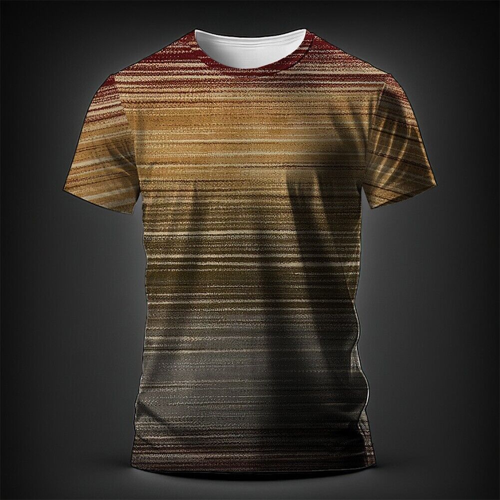 Men's Muscle Activewear Short Sleeve Tshirt Blouse  3D Printed Round Neck