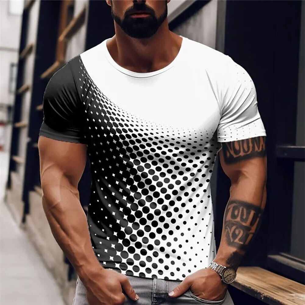 Multicolor Men's Activewear Muscle Pullover Top 3D Print Short Sleeve T shirt