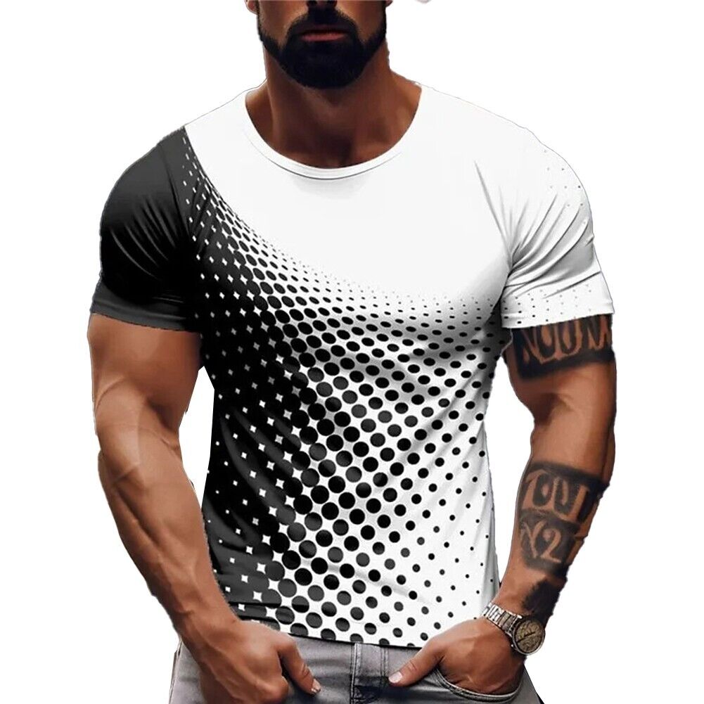 Multicolor Men's Activewear Muscle Pullover Top 3D Print Short Sleeve T shirt