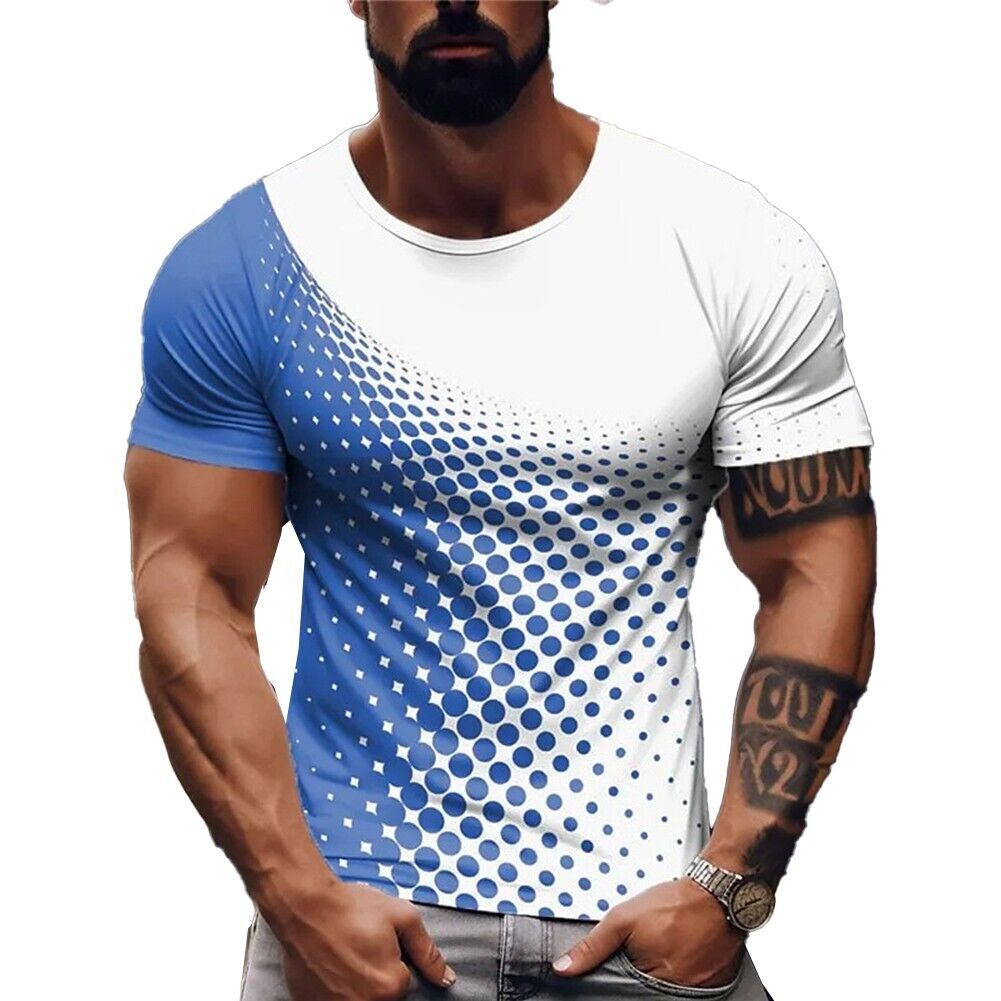 Multicolor Men's Activewear Muscle Pullover Top 3D Print Short Sleeve T shirt