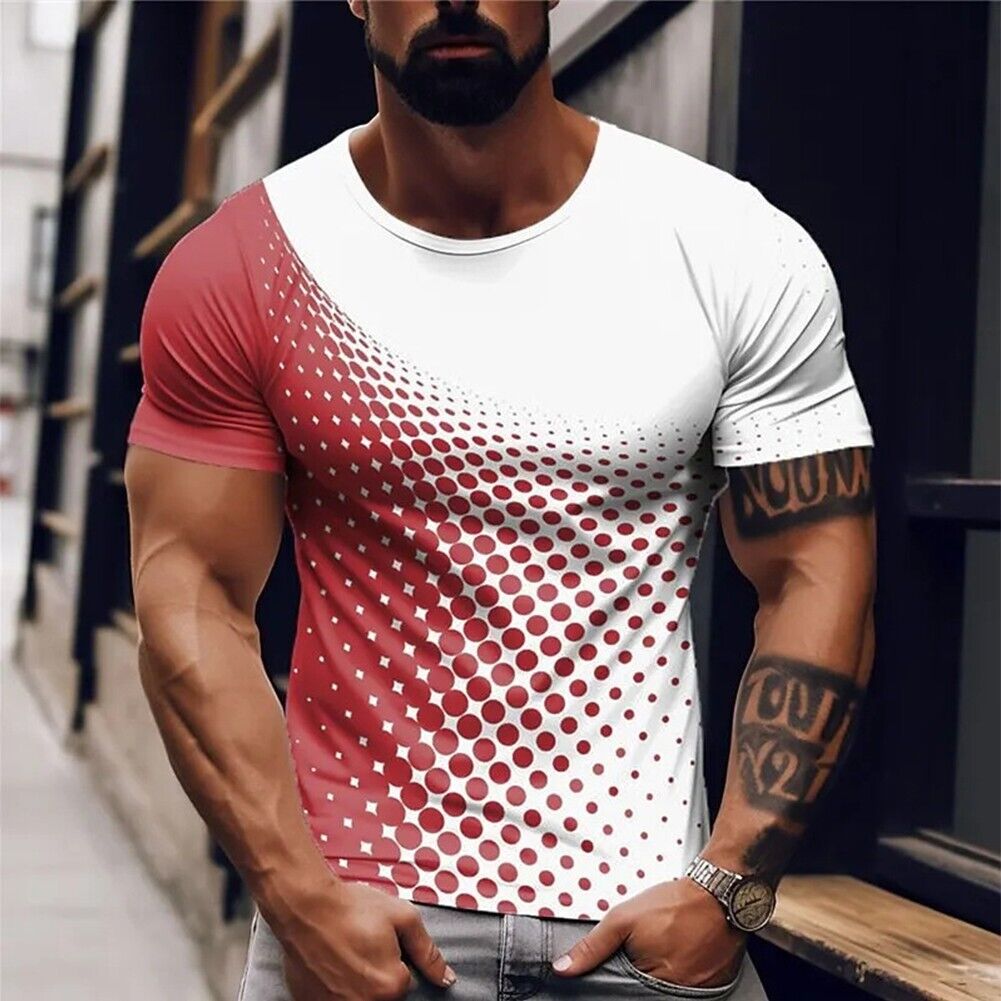 Multicolor Men's Activewear Muscle Pullover Top 3D Print Short Sleeve T shirt