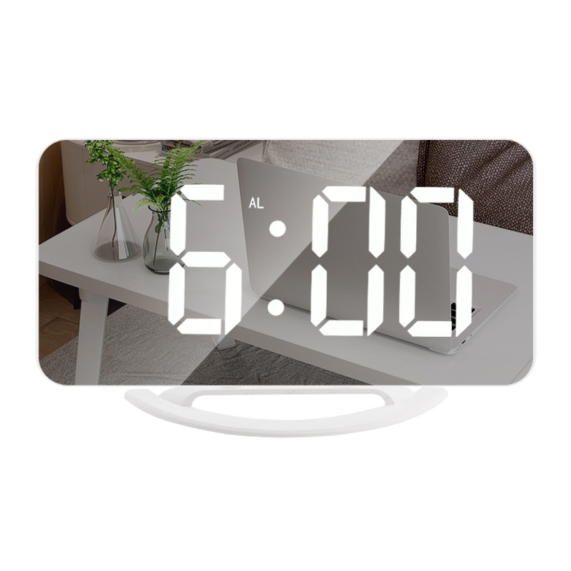 Hot Digital Alarm Clock LED Mirror Display Dual USB Charger Port Clocks - Picture 24 of 25